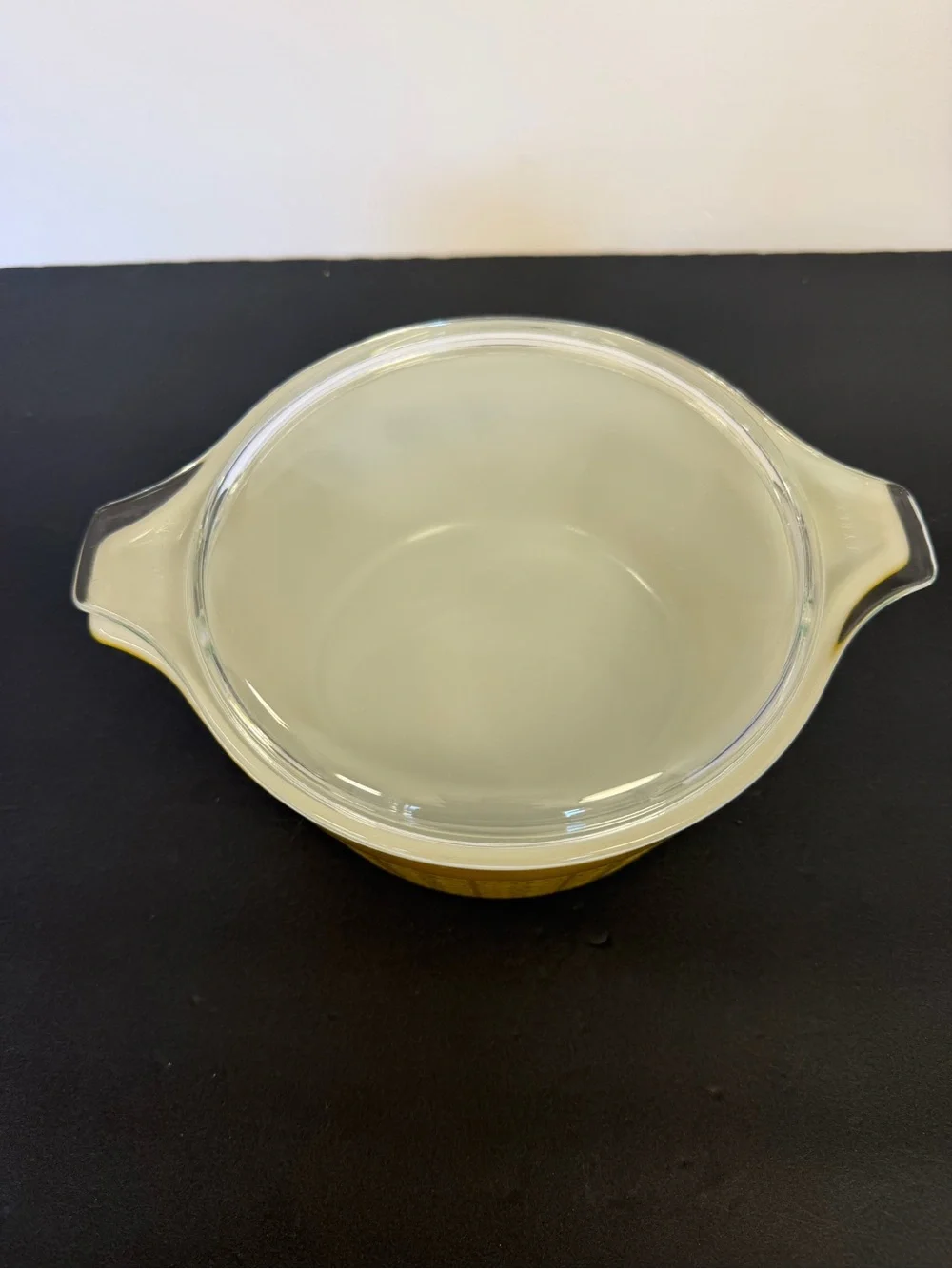 Vtg Pyrex 474-B Autumn Floral Mustard 1.5 Qt Square Flowers Casserole w/ Lid